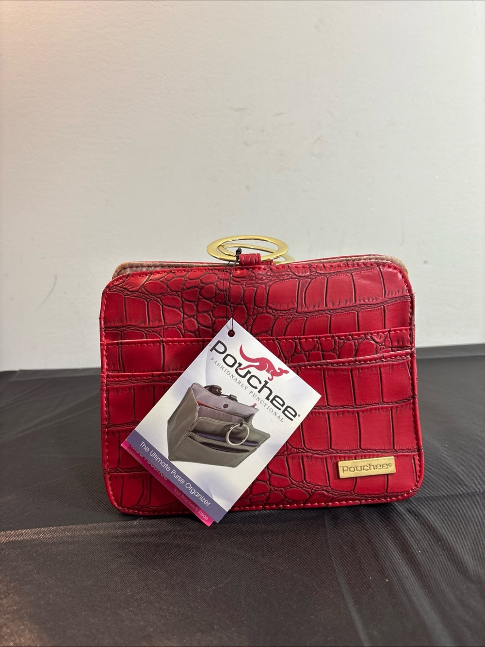 Pop her Purse Organizer Red Croc-Embossed Women's Bag. 9/16